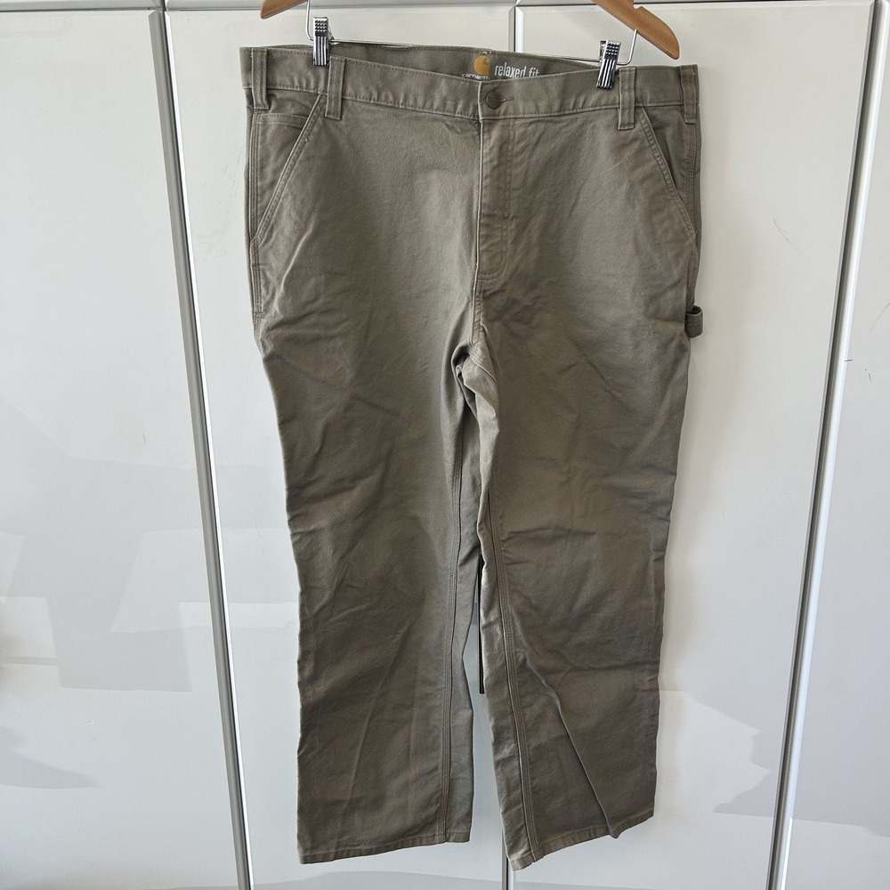 Carhartt Mens Relaxed Fit Canvas Carpenter Work Pants Tan Khaki 40x30